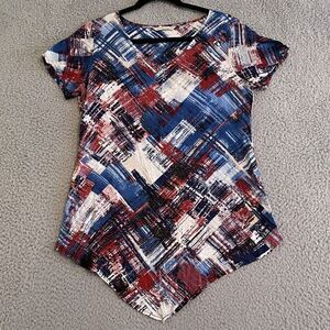 Soft Surroundings Women's Size XS Cap Sleeve V Neck T-Shirt Blouse Patriot